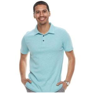 Apt. 9 Kohls Blue Delight Men's Slim Fit Slubbed 3 Button Polo Casual Shirt $28